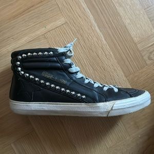 Golden goose black leather studded sneakers